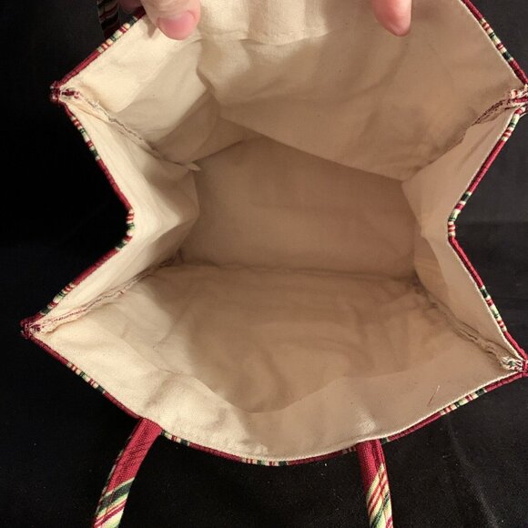 2005 Longaberger Embroidered Holiday Tote Bag Stripe Fabric 9" x 8" x 4.5" NWT - Picture 8 of 12